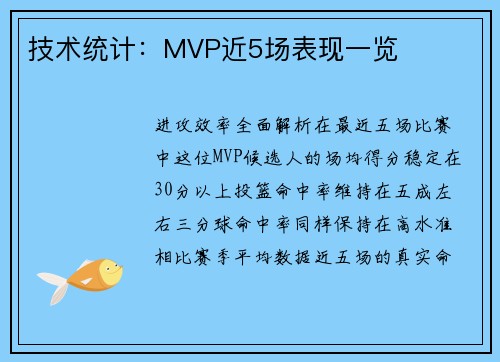 技术统计：MVP近5场表现一览